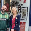 Carla Lockhart MP welcomes Vintage Kit Co. to Church Street which doubles up as a cafe. She is pictured with owner Aaron McIldoon
