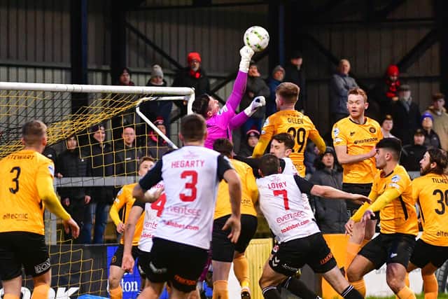 Crusaders' home Premiership meeting with Carrick Rangers will now be played on Tuesday, 22 August. PIC: Andrew McCarroll/Pacemaker Press