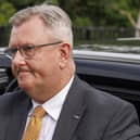 Jeffrey Donaldson arriving at Newry Crown Court during his trial in June.