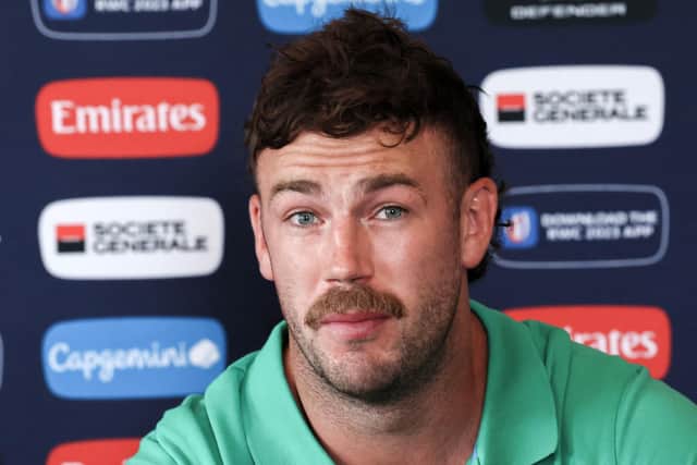 Ireland's lock Caelan Doris looks during a press conference at the city hall in Tours ahead of the 2023 Rugby World Cup. PIC: ALAIN JOCARD/AFP via Getty Images