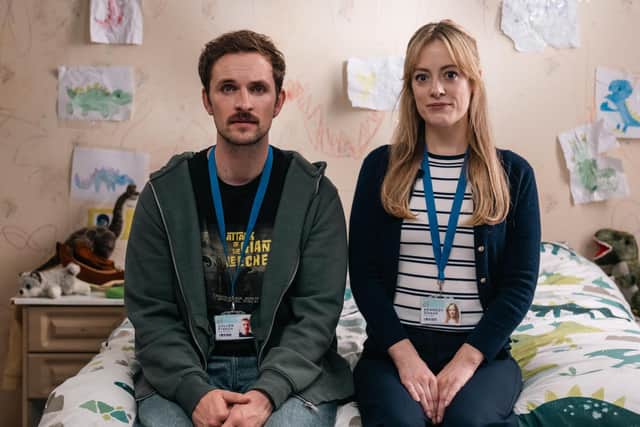 Vittorio Angelone and 'Blue Lights' actor Hannah McClean, in a publicity image for sitcom 'Rewarding' released by BBC NI the week before a storm erupted around the 30-year-old comedian. Photo: Conker Pictures/Peter Marley/BBC