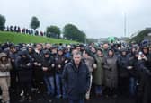 At the height of the blockade, thousands of people gathered on the Garvaghy Road throughout Sunday to prevent the Orange Order parade from nearby Drumcree Church from passing along the route.