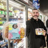 Founder of Belfast's Slim's Healthy Kitchen, Gary McIldowney pictured with Tommy Groves, assistant site manager at Spar Titanic announcing Slim's Healthy Kitchen Retail meals will be stocked in over 400 Spar, Eurospar, Vivo and Vivoxtra stores across Northern Ireland