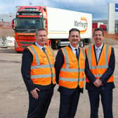 Construction of new £9m facility on the belfast Harbour Estate breaks ground. Pictured are Chris Slowey, Manfreight, Steve Baker MP, Minister of State for Northern Ireland, Michael Robinson, Port Director at Belfast Harbour & Nick McCullough, Manfreight