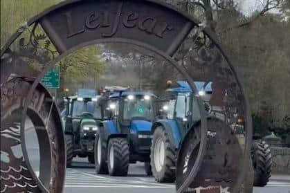 An image of tractors leading the protest in Strabane / Lifford on Saturday; meanwhile a string of other protests have failed to materialise