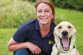 Ela, a six-year-old Golden Retriever and her human mum, Kath