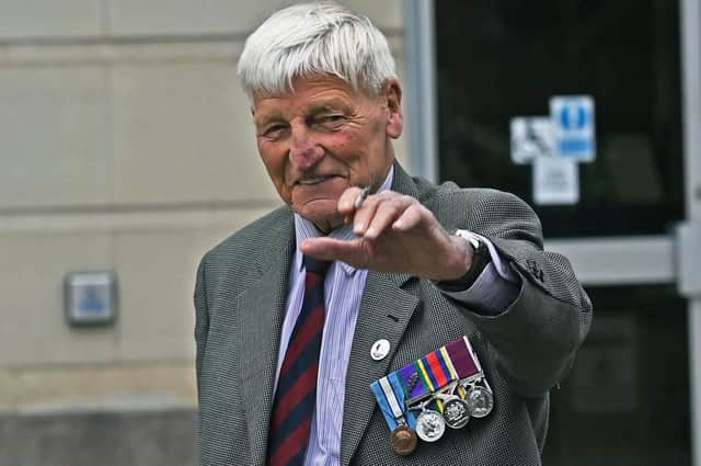 Ex soldier Dennis Hutchings outside court in Belfast, in late 2021, on trial over a fatal shooting in 1974. Aged veterans, who are often not well, have dominated legacy prosecutions. Mr Hutchings died on trial. ​Unionists fantasise about republicans being held to account, while nationalists have an anti colonial agenda, tipping towards justifying the IRA