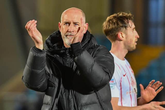 Larne head coach Gary Haveron after Tuesday's win. (Photo by Andrew McCarroll/Pacemaker Press)