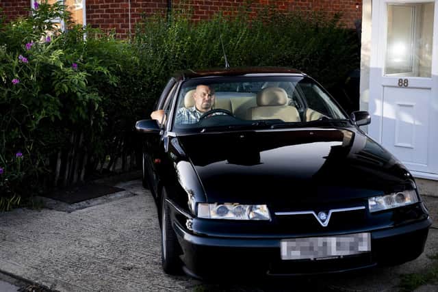 Richard Moore, a 53 year-old Motorway Communication Engineer from Hainault, Greater London with his Limited Edition 1996 Vauxhall Calibra Turbo 4x4, which is non ULEZ compliant. Mr Moore will not be driving his vehicle, of which only 51 were ever made of his edition when the new boundary is introduced and will be stored on his drive.