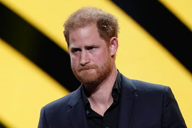 The Duke of Sussex speaking during the closing ceremony of the Invictus Games in Dusseldorf, Germany. Picture date: Saturday September 16, 2023. PA Photo. See PA story ROYAL Invictus. Photo credit should read: Jordan Pettitt/PA Wire