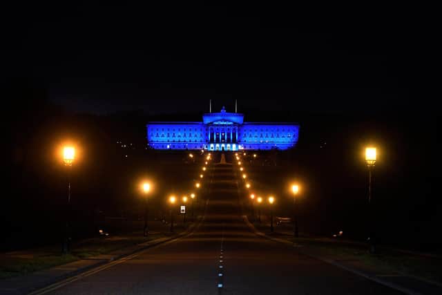 Stormont lit up blue for the NHS in 2020