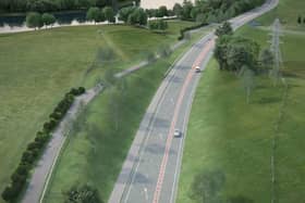 A CGI image of the Enniskillen Bypass. On the cards since 2006, it's now on hold again.