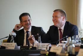 Northern Ireland Office minister Steve Baker (left) and Minister for Finance Michael McGrath attending the British-Irish Parliamentary Assembly at the K Club, Kildare