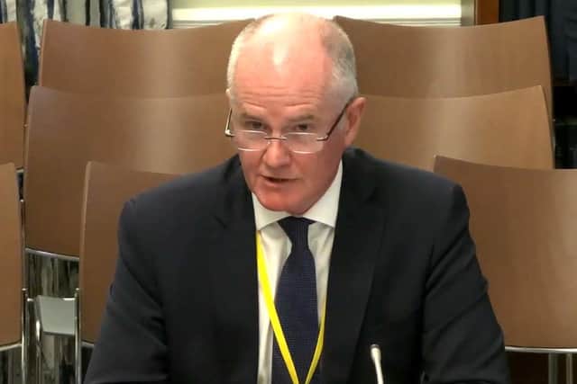 Mark Spence, chief executive of the Construction Employers Federation, at Stormont's Infrastructure Committee.