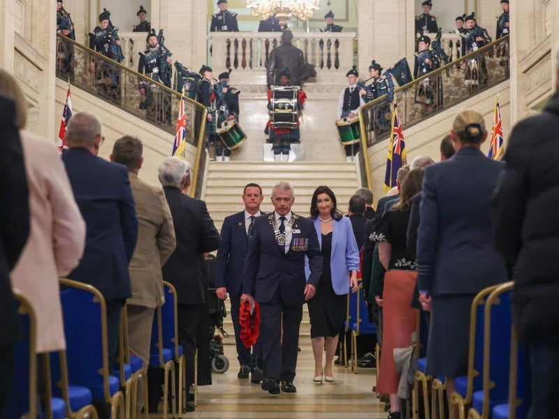 (L-R) David Johnstone, Veterans Commissioner for Northern Ireland, Colin Ward, Chair of the Royal British Legion in Northern Ireland, and Emma Little-Pengelly, Deputy First Minister