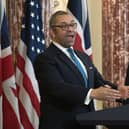 British Foreign Secretary James Cleverly, with Secretary of State Antony Blinken, speaks during a joint news conference in the Benjamin Franklin Room at the State Department, Tuesday, Jan. 17, 2023, in Washington. (AP Photo/Manuel Balce Ceneta)