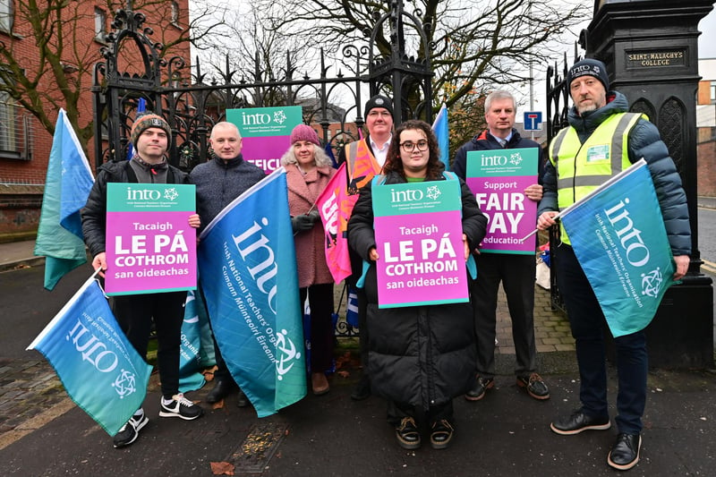 Staff at St Malachy’s In Belfast on Strike on Wednesday as Most schools in Northern Ireland are expected to be closed until midday on Wednesday due to a strike.