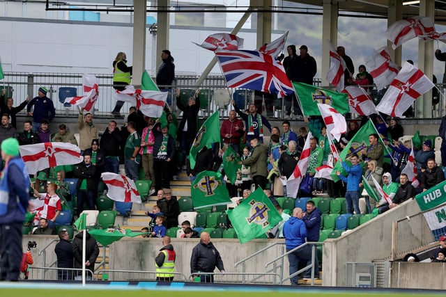 Northern Ireland fans during today's game at the National Stadium, Belfast
