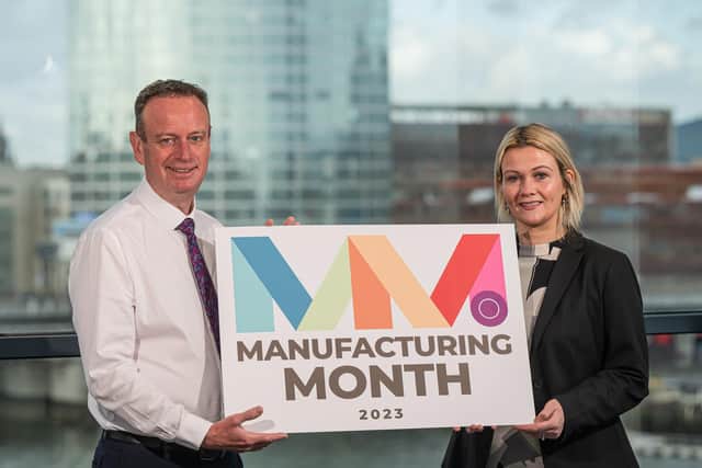 Manufacturing Month returns as Manufacturing NI celebrates 20 years in business. Pictured are Stephen Kelly, chief executive of Manufacturing NI and Mary Meehan, deputy chief executive of Manufacturing NI