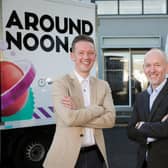 Newry-headquartered Around Noon, one of the leading food-to-go manufacturers in the UK and Ireland, has been listed as one of the fastest growing, privately owned food and beverage companies in the UK in a new report published by global advisory firm Alantra. Pictured are Around Noon CEO, Gareth Chambers and company chairman, Howard Farquhar