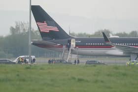 Former US president Donald Trump arrives at Shannon Airport in Co. Clare, before heading to Trump International Golf Links & Hotel in Doonbeg, during his visit to Ireland