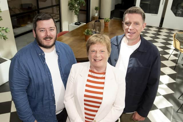 Pictured are Daniel Hendrie, director of engineering, Teamworks, Dr Vicky Kell, director of Innovation, Research and Development, Invest Northern Ireland and Gareth Quinn, general manager of EMEA, Teamworks