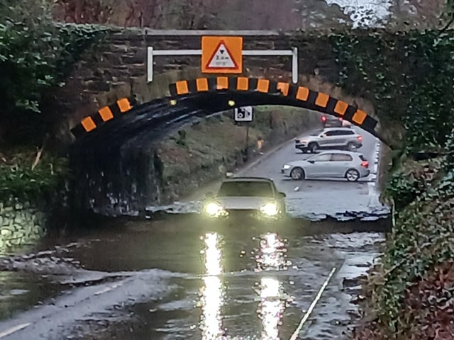 This car travelled tentatively through the flooding at Clandeboye in Co Down as others behind it turned back on Saturday morning. Pic by Ben Lowry on January 17 2026