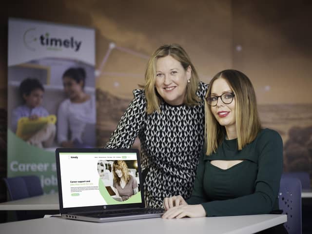 Timely Careers, Northern Ireland’s first support service and jobs platform specialising in only flexible, part time, job share and term time job opportunities, has been launched. Pictured are Roseann Kelly, MBE and Vanessa Milliken Timely Careers
