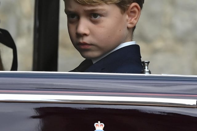 Prince George arrives for the Committal Service for Queen Elizabeth II held at St George's Chapel in Windsor Castle, Berkshire.