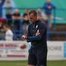 Coleraine manager Oran Kearney pictured during today's defeat to Hamilton at The Showgrounds