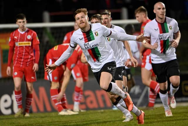 Glentoran’s Aidan Wilson opened the scoring against Clitfonville at The Oval