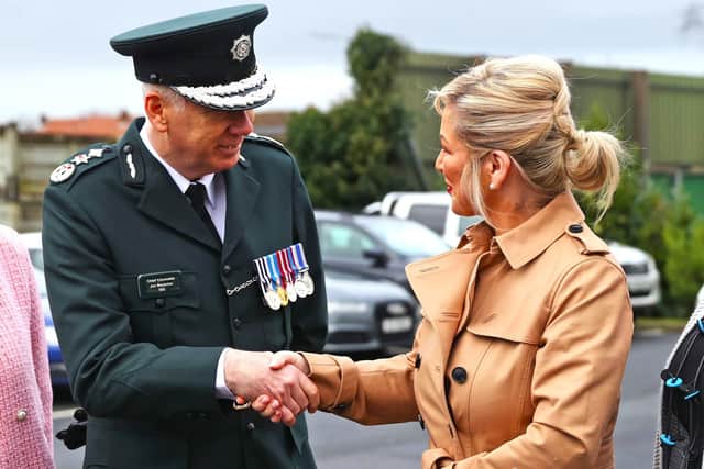 Chief Constable Jon Boutcher meeting Michelle O'Neill at the PSNI ceremony today
