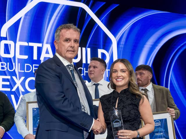 Sarah Topley from Haldane Fisher Lisburn receiving her Rising Star award. Pic credit: John Ohle