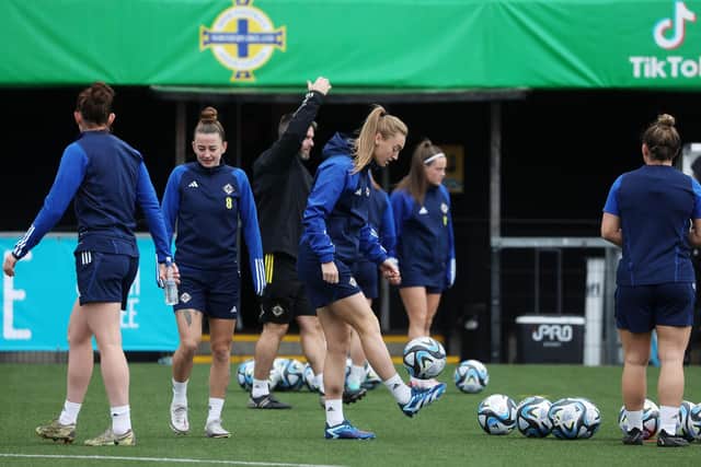 Northern Ireland players training at Seaview ahead of the UEFA Women's Nations League clash with Hungary. (Photo by Jonathan Porter/PressEye)