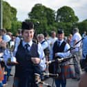 Meaghan Lyons performing with Bleary and District Pipe Band, one of the Northern Ireland bands she has played with during her 30-year piping career