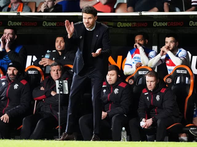 Rangers manager Danny Rohl gestures on the touchline during Wednesday's game against Dundee United. (Photo by Andrew Milligan/PA Wire)