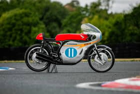Mike Hailwood's 1966 Grand Prix Honda will be auctioned in November. (Photo credit: Iconic Auctioneers)