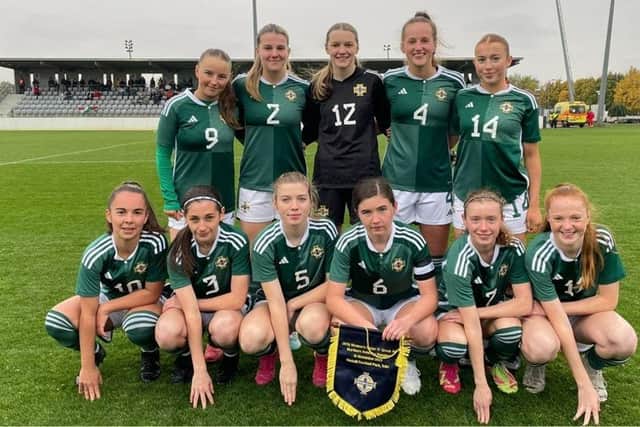 Northern Ireland women's under-17 squad pictured before the defeat to Hungary. Picture: Irish FA