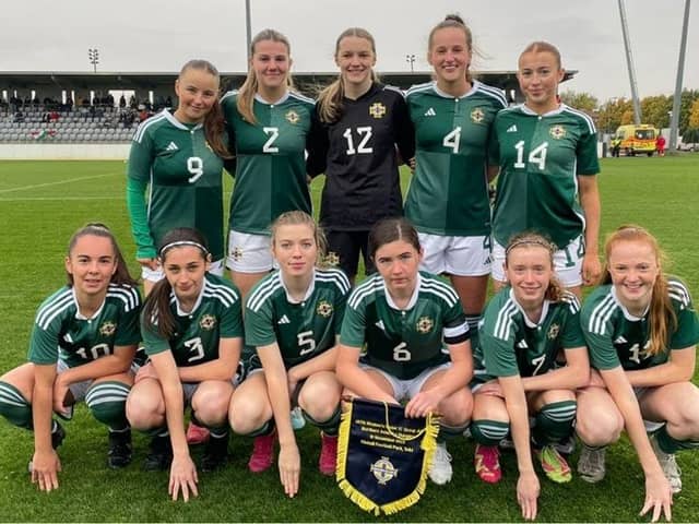 Northern Ireland women's under-17 squad pictured before the defeat to Hungary. Picture: Irish FA