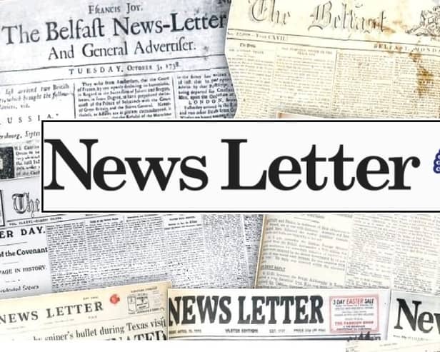 The News Letter masthead, on a background of historical copies dating back to the 18th century