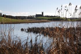 View from Inch Abbey, Downpatrick, over Quoile River to St Patrick's Cathedral, Downpatrick. Picture: News Letter archives/Bernie Brown