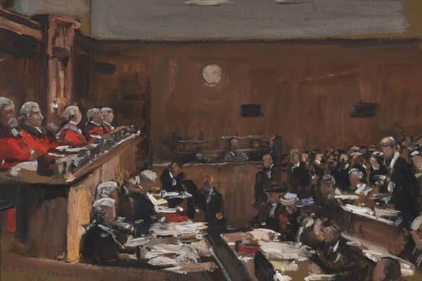 Photo issued by Dreweatts of an oil sketch "The Hearing of the Appeal of Sir Roger Casement" by Sir John Lavery which is to go under the hammer next month. Lavery produced the oil sketch inside the Court of Criminal Appeal in London in 1916 during an appeal by Sir Roger Casement, who had been convicted of treason for his efforts in trying to gain German military aid for the 1916 Easter Rising in Dublin