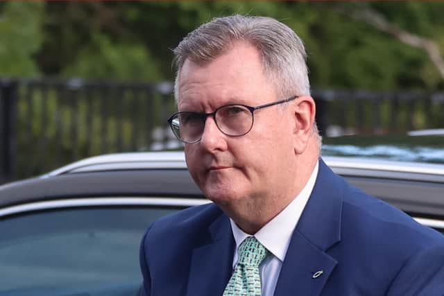 Sir Jeffrey Donaldson arriving at Newry Crown Court, where he and his wife Lady Eleanor Donaldson are accused of historical sexual offences. Picture date: Friday June 12, 2026. Liam McBurney/PA Wire