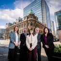 Dr Anne Marie Montgomery (TNI), Chris McCracken (LQ BID), Economy Minister, Damien Corr (CQ BID), Martina Connolly (Belfast One)