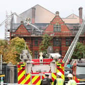 Press Eye - Belfast - Northern Ireland - 3rd October 2022

The scene on Donegal Street in Belfast City Centre where firefighters are tacking a blaze at the Cathedral Buildings. 

Picture by Jonathan Porter/PressEye
