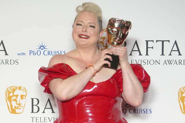 Siobhan McSweeney with the award for Female Performance in a Comedy Programme, for 'Derry Girls', at the Bafta Television Awards 2023 at the Royal Festival Hall, London