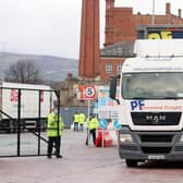 Lorries and goods being checked at Belfast Port as part of the Northern Ireland Protocol arrangements. Photo: Jonathan Porter/PressEye