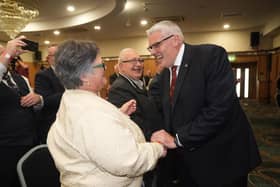DUP leader Gavin Robinson arrives for his speech to the party conference