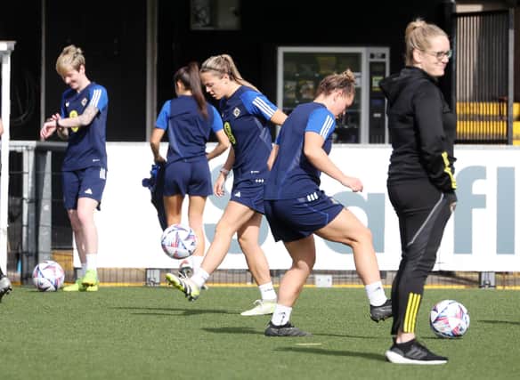 Northern Ireland players preparing for tonight's UEFA Women's Nations League clash at Seaview against Albania. (Photo by Jonathan Porter/PressEye)