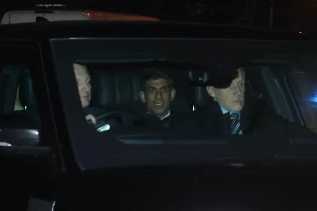 Prime Minister Rishi Sunak arriving at a hotel near Belfast where he is set to hold talks with Northern Ireland political leaders. Picture date: Thursday December 15, 2022. PA Photo. See PA story ULSTER Stormont. Photo credit should read: Liam McBurney/PA Wire